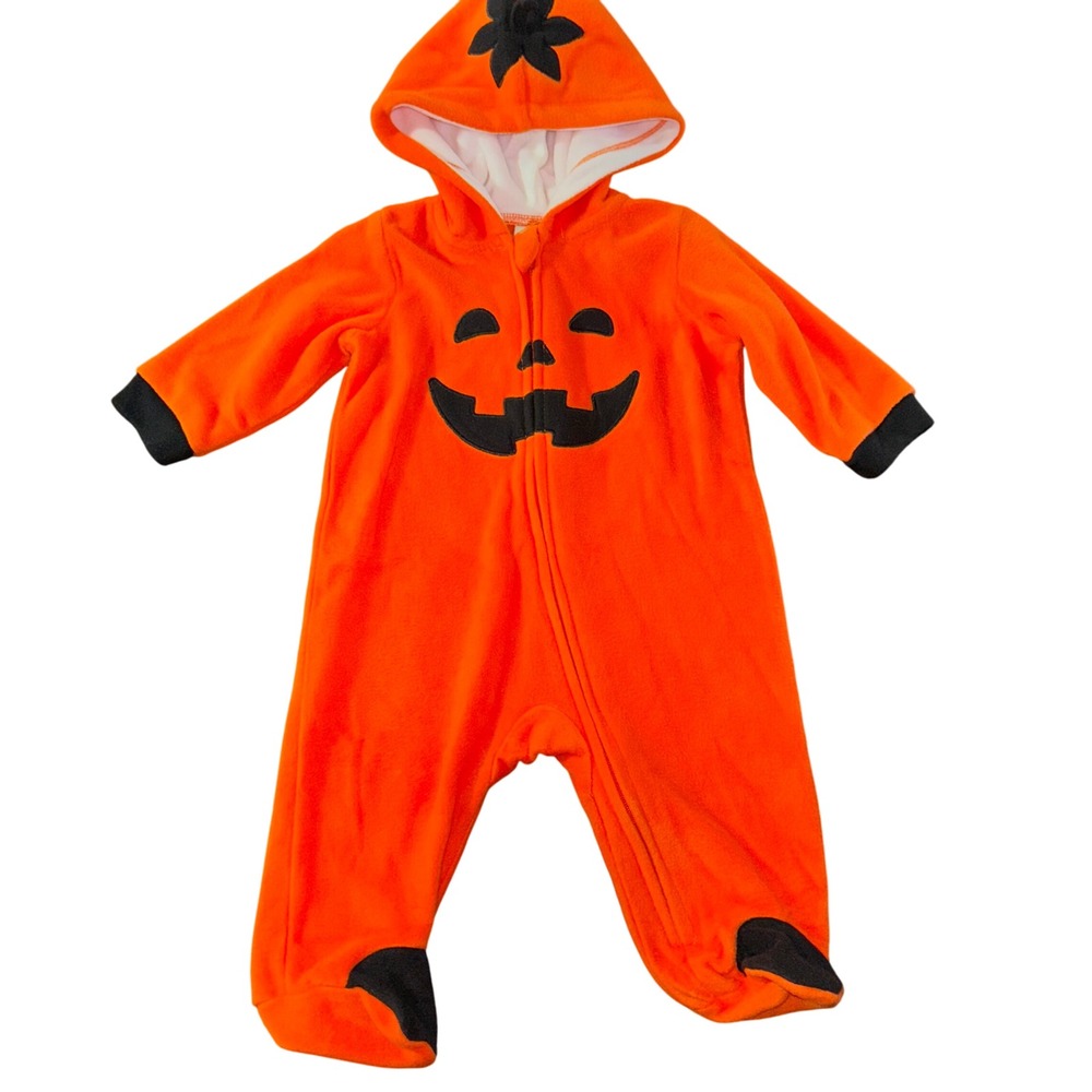 Little Me Baby Flannel Pumpkin Costume Halloween Footed‎ Pajama Holiday Cozy